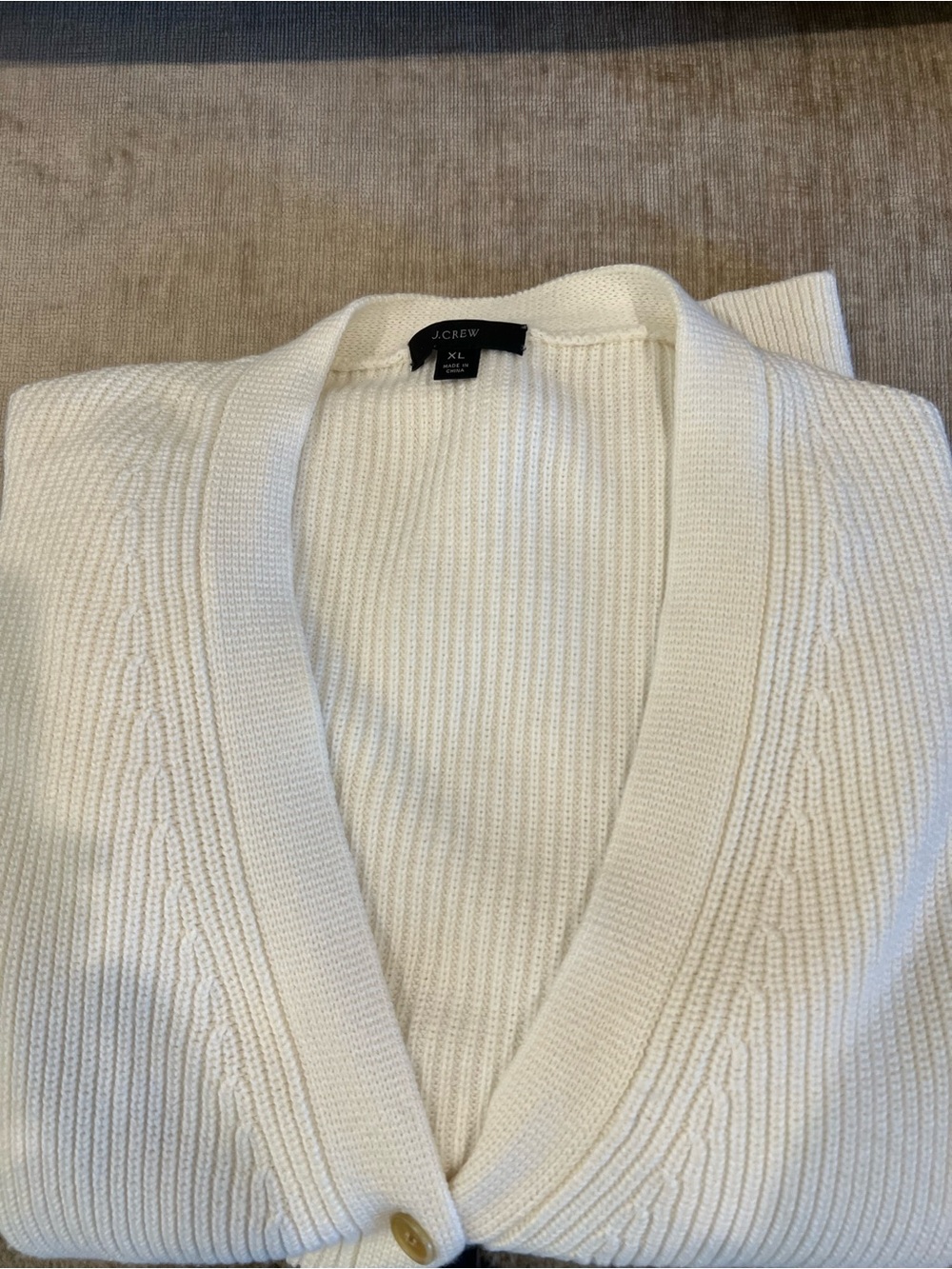 J. Crew Ivory Shawl-Collar Cotton-Cashmere Ribbed Cardigan